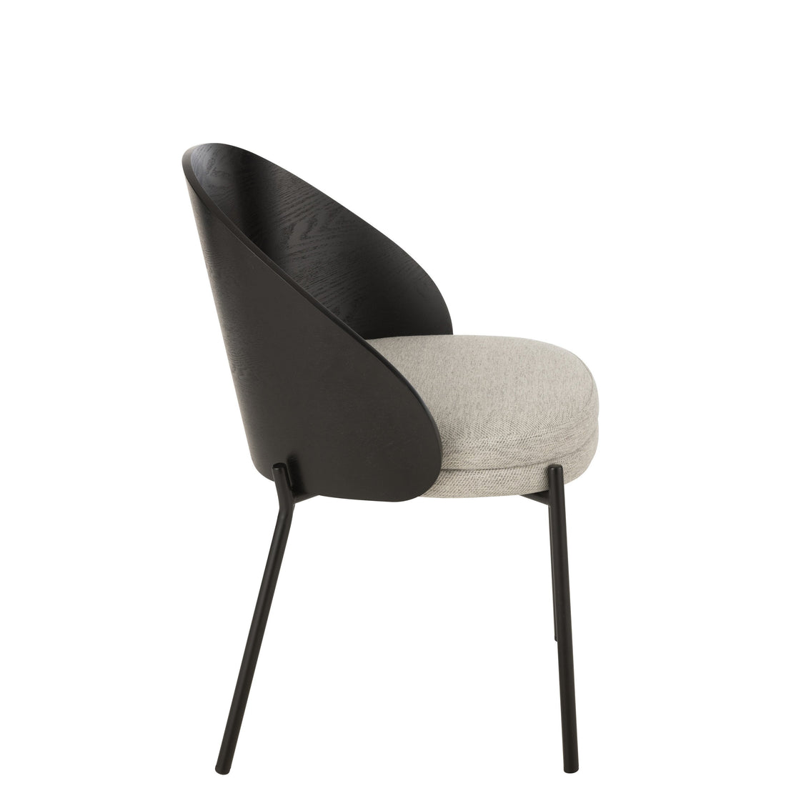 Stoel Lone Multiplex/Metaal Zwart/Grijs - Eetkamerstoel - J-Line - livinglovely.nl