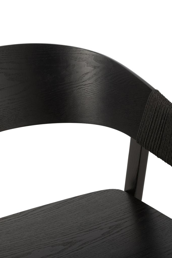 Stoel Naga Essenhout/Touw Zwart - Eetkamerstoel - J-Line - livinglovely.nl