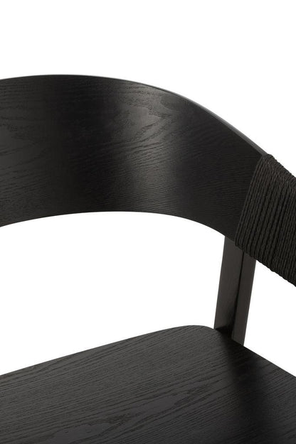 Stoel Naga Essenhout/Touw Zwart - Eetkamerstoel - J-Line - livinglovely.nl