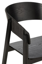 Stoel Naga Essenhout/Touw Zwart - Eetkamerstoel - J-Line - livinglovely.nl