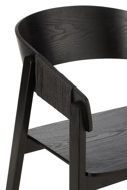 Stoel Naga Essenhout/Touw Zwart - Eetkamerstoel - J-Line - livinglovely.nl