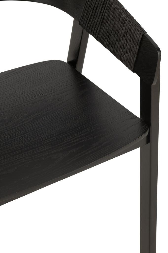 Stoel Naga Essenhout/Touw Zwart - Eetkamerstoel - J-Line - livinglovely.nl