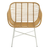 Stoel Rachelle Buiten Metaal/Rattan Naturel/Wit - Terrasstoel - J-Line - livinglovely.nl