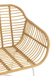 Stoel Rachelle Buiten Metaal/Rattan Naturel/Wit - Terrasstoel - J-Line - livinglovely.nl