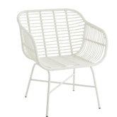 Stoel Rachelle Buiten Metaal/Rattan Wit - Terrasstoel - J-Line - livinglovely.nl