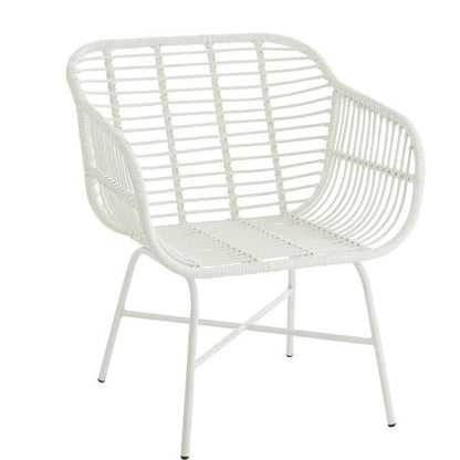 Stoel Rachelle Buiten Metaal/Rattan Wit - Terrasstoel - J-Line - livinglovely.nl
