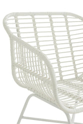 Stoel Rachelle Buiten Metaal/Rattan Wit - Terrasstoel - J-Line - livinglovely.nl
