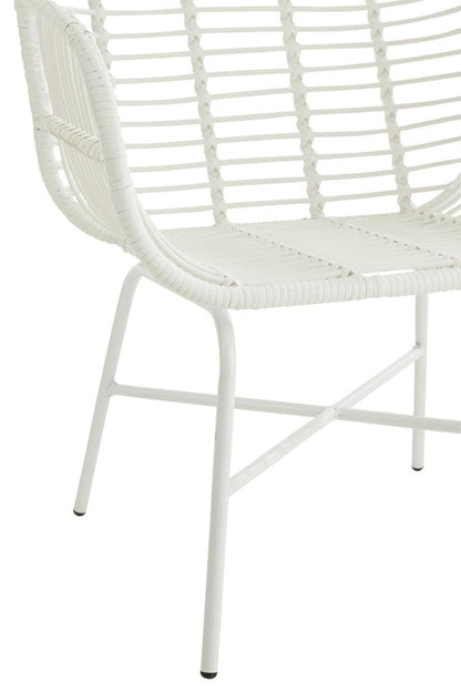 Stoel Rachelle Buiten Metaal/Rattan Wit - Terrasstoel - J-Line - livinglovely.nl