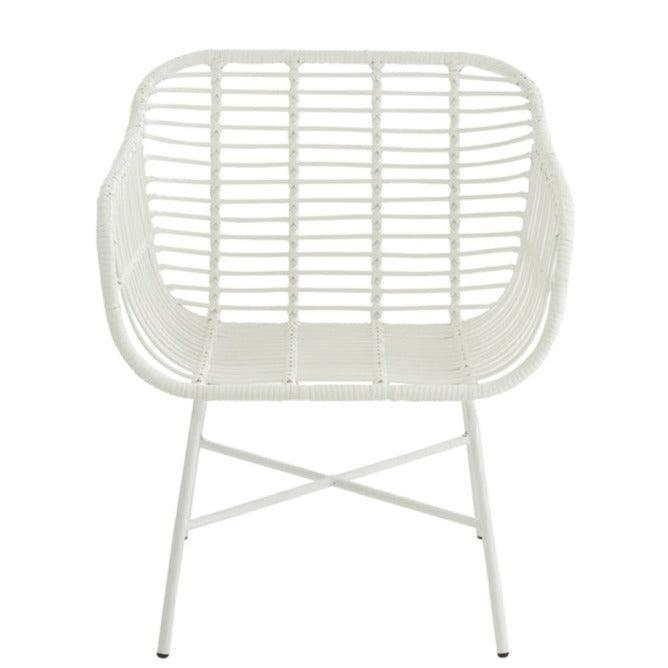 Stoel Rachelle Buiten Metaal/Rattan Wit - Terrasstoel - J-Line - livinglovely.nl