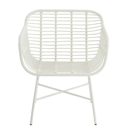 Stoel Rachelle Buiten Metaal/Rattan Wit - Terrasstoel - J-Line - livinglovely.nl