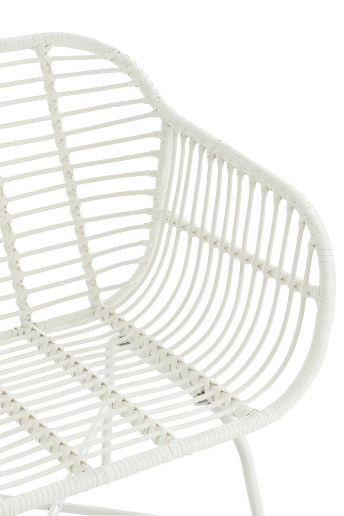 Stoel Rachelle Buiten Metaal/Rattan Wit - Terrasstoel - J-Line - livinglovely.nl