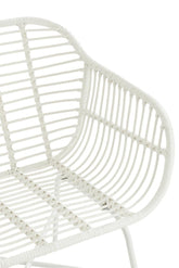 Stoel Rachelle Buiten Metaal/Rattan Wit - Terrasstoel - J-Line - livinglovely.nl