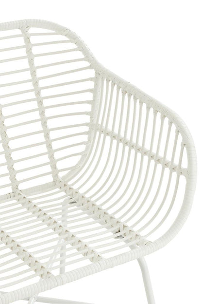 Stoel Rachelle Buiten Metaal/Rattan Wit - Terrasstoel - J-Line - livinglovely.nl