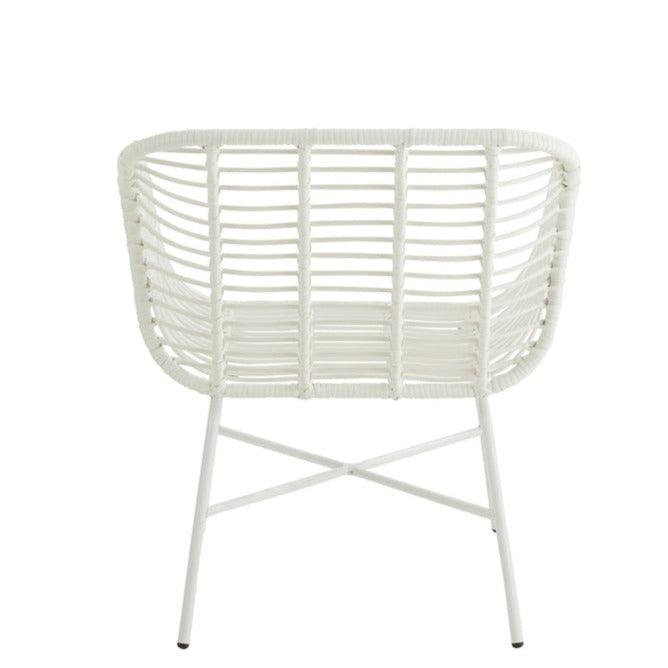 Stoel Rachelle Buiten Metaal/Rattan Wit - Terrasstoel - J-Line - livinglovely.nl