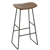 Stoel Rechthoekig Gerecycleerd Teak Naturel Large - Barkruk - J-Line - livinglovely.nl