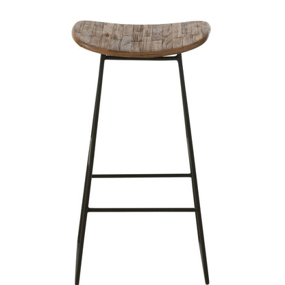 Stoel Rechthoekig Gerecycleerd Teak Naturel Large - Barkruk - J-Line - livinglovely.nl