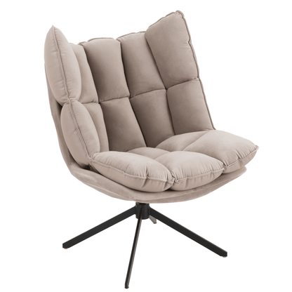 Stoel Relax Kussen Op Frame Textiel/Metaal Extra Licht Grijs - Fauteuil - J-Line - livinglovely.nl