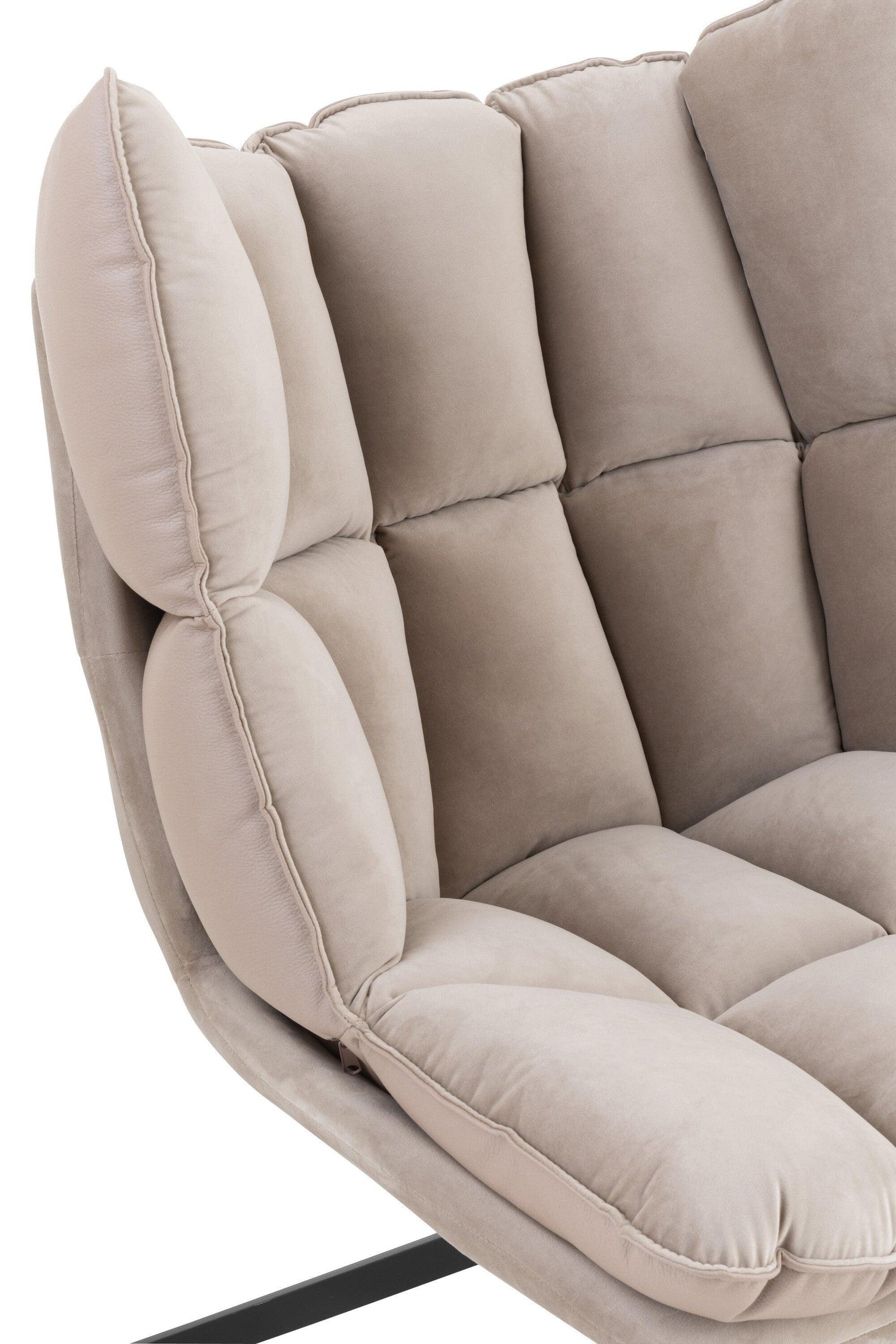 Stoel Relax Kussen Op Frame Textiel/Metaal Extra Licht Grijs - Fauteuil - J-Line - livinglovely.nl