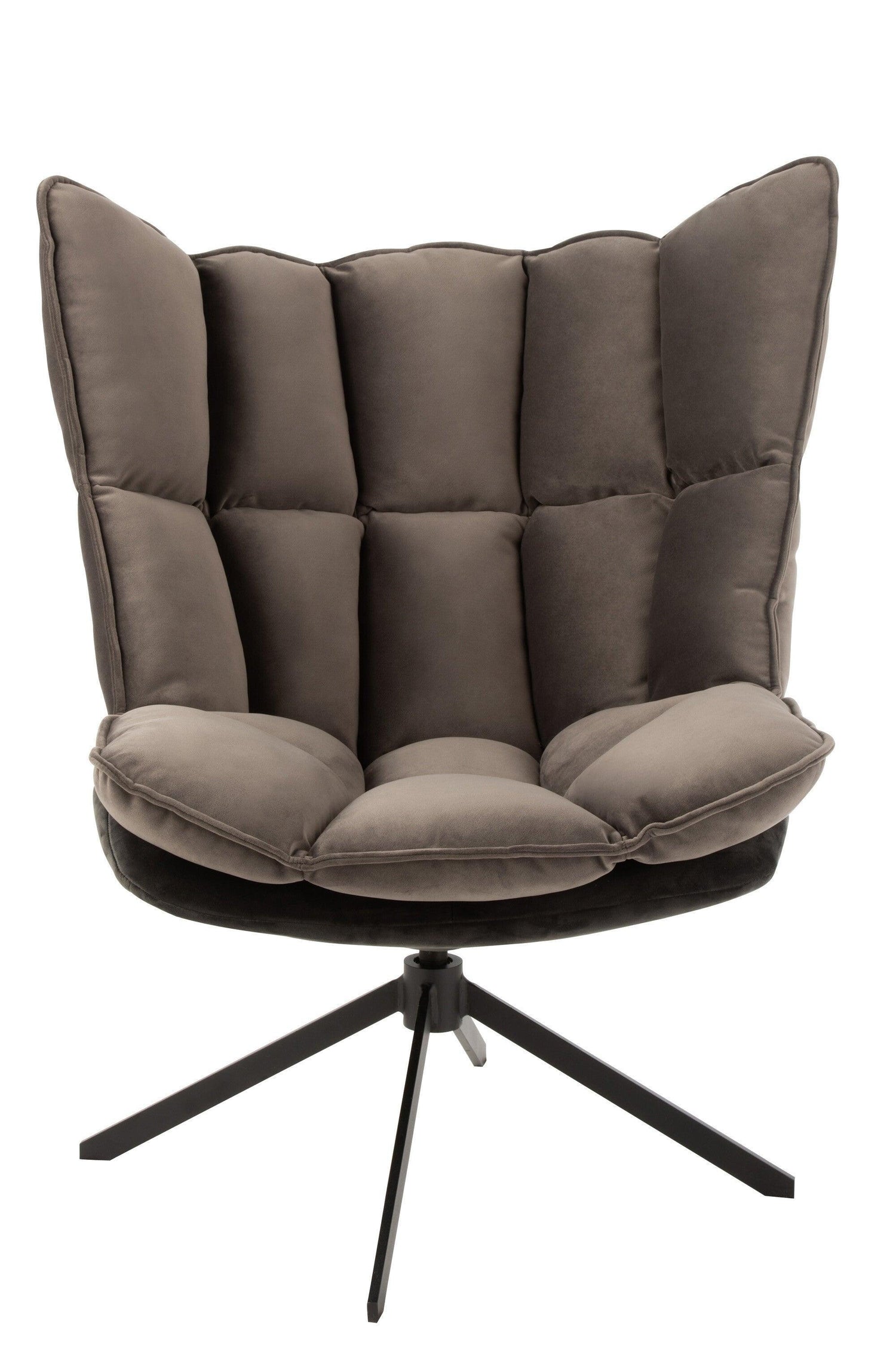 Stoel Relax Kussen Op Frame Textiel/Metaal Grijs - Fauteuil - J-Line - livinglovely.nl
