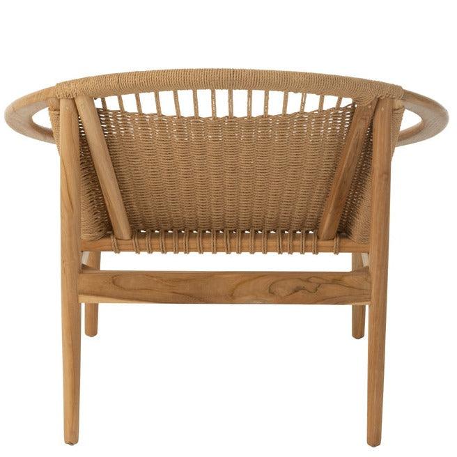 Stoel Rond Teak Hout Naturel - Fauteuil - J-Line - livinglovely.nl