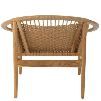 Stoel Rond Teak Hout Naturel - Fauteuil - J-Line - livinglovely.nl