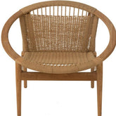 Stoel Rond Teak Hout Naturel - Fauteuil - J-Line - livinglovely.nl