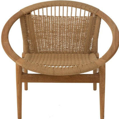 Stoel Rond Teak Hout Naturel - Fauteuil - J-Line - livinglovely.nl