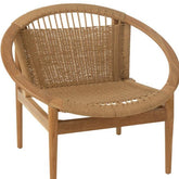 Stoel Rond Teak Hout Naturel - Fauteuil - J-Line - livinglovely.nl