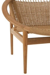Stoel Rond Teak Hout Naturel - Fauteuil - J-Line - livinglovely.nl