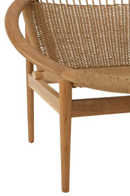 Stoel Rond Teak Hout Naturel - Fauteuil - J-Line - livinglovely.nl