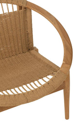 Stoel Rond Teak Hout Naturel - Fauteuil - J-Line - livinglovely.nl