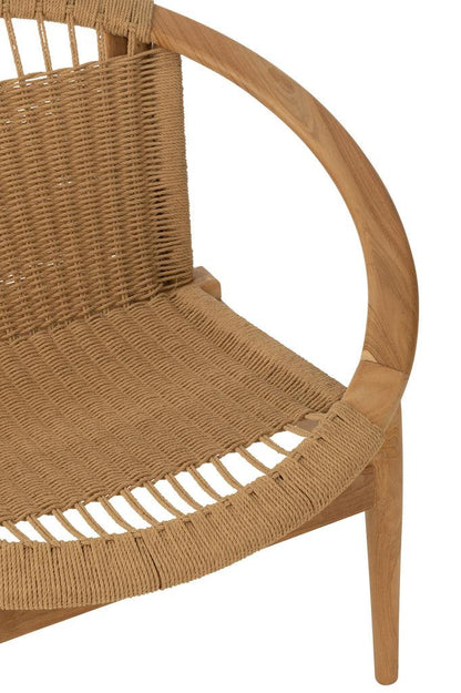 Stoel Rond Teak Hout Naturel - Fauteuil - J-Line - livinglovely.nl