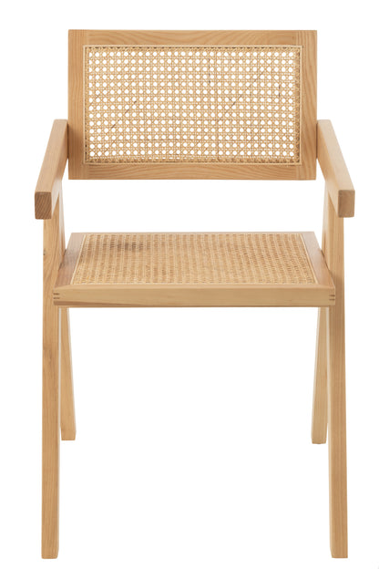 Stoel Rooster Essenhout/Rattan Naturel - Eetkamerstoel - J-Line - livinglovely.nl