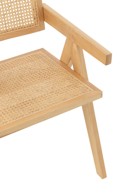 Stoel Rooster Essenhout/Rattan Naturel - Eetkamerstoel - J-Line - livinglovely.nl