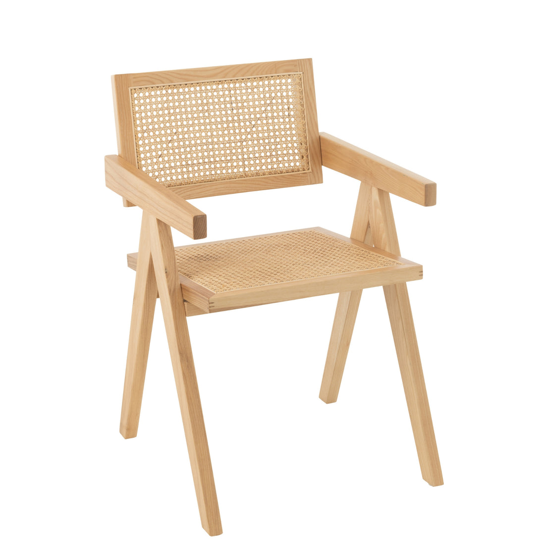 Stoel Rooster Essenhout/Rattan Naturel - Eetkamerstoel - J-Line - livinglovely.nl