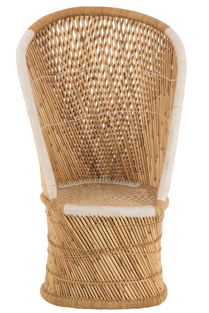 Stoel Rugsteun Bamboe Natural/Wit Volwassene - Fauteuil - J-Line - livinglovely.nl