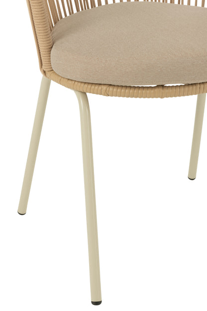 Stoel Toa Metaal/Koord Beige - Terrasstoel - J-Line - livinglovely.nl