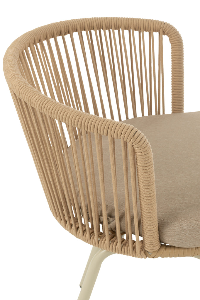 Stoel Toa Metaal/Koord Beige - Terrasstoel - J-Line - livinglovely.nl