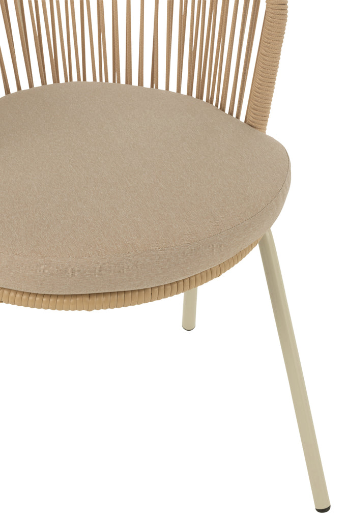 Stoel Toa Metaal/Koord Beige - Terrasstoel - J-Line - livinglovely.nl