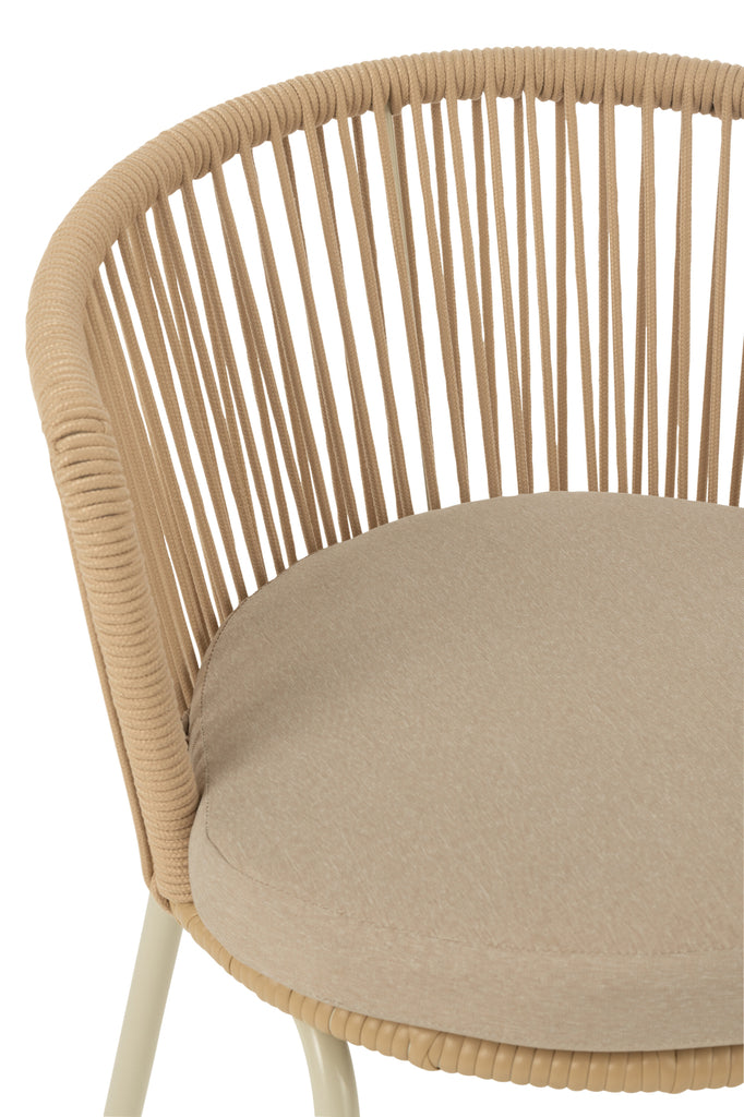 Stoel Toa Metaal/Koord Beige - Terrasstoel - J-Line - livinglovely.nl