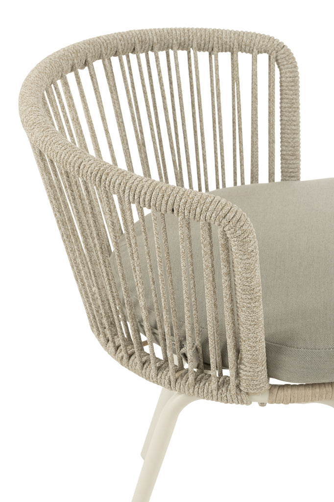 Stoel Toa Metaal/Touw Grijs - Terrasstoel - J-Line - livinglovely.nl