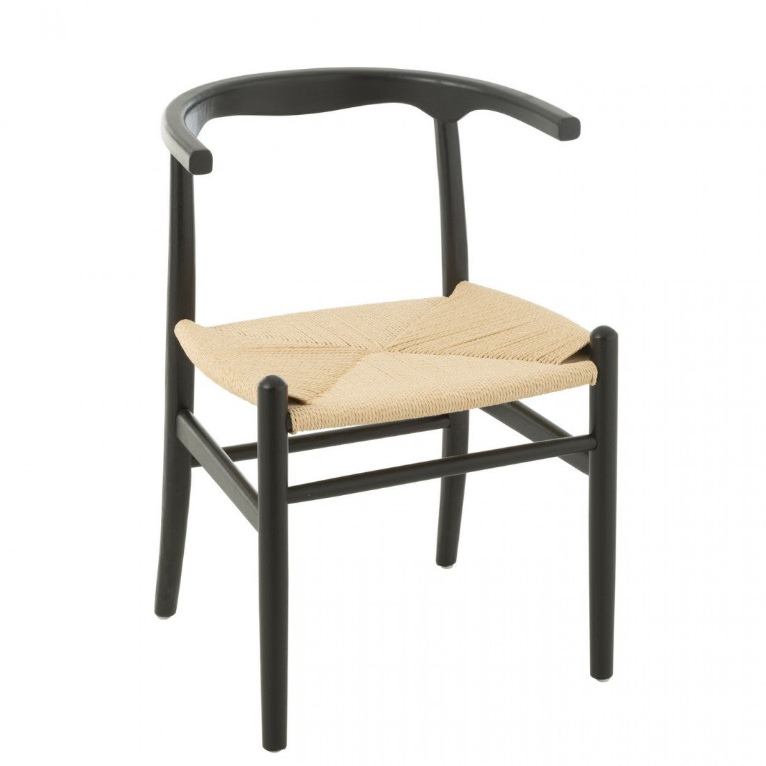 Stoel Toon Beukenhout/Touw Zwart - Eetkamerstoel - J-Line - livinglovely.nl