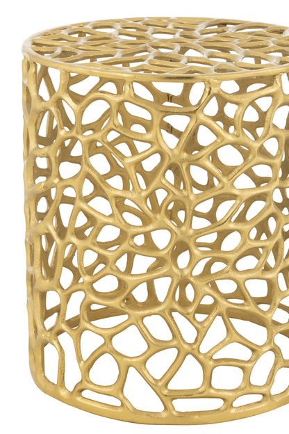 Stool Cylinder Aluminium Gold Colored - - J-Line - livinglovely.nl