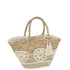 Strandtas Kant Bloem + Kwast Jute Naturel/Wit - Tas - J-Line - livinglovely.nl