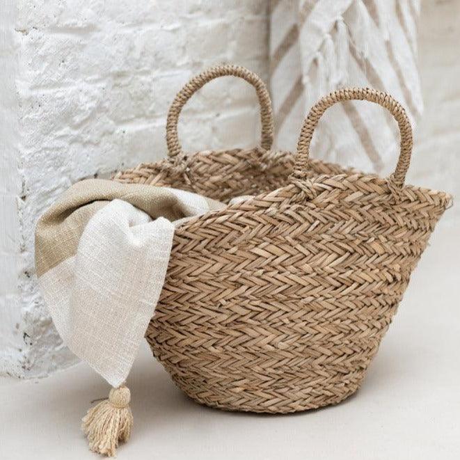 Strandtas Kort Handvatten Jute Naturel - Tas - J-Line - livinglovely.nl