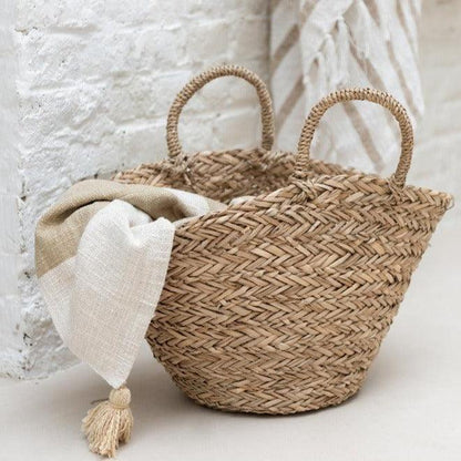 Strandtas Kort Handvatten Jute Naturel - Tas - J-Line - livinglovely.nl