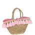 Strandtas Kwasten Jute/Textiel Naturel/Roze - Tas - J-Line - livinglovely.nl