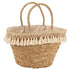 Strandtas Kwastjes Wit Riet Naturel - Tas - J-Line - livinglovely.nl