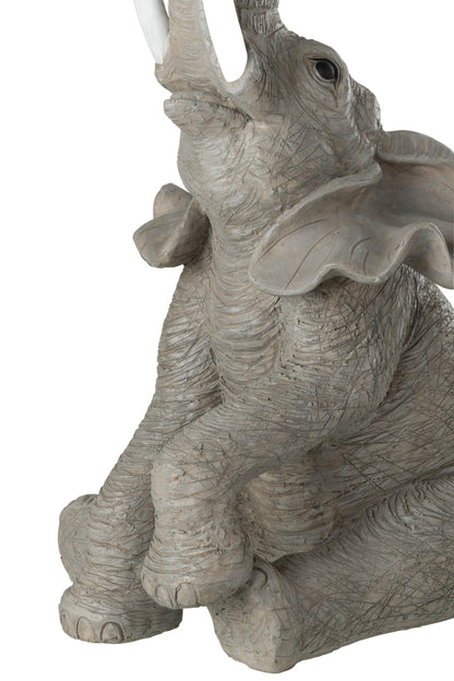Tafel Olifant Poly/Glas Grijs - Bijzettafel - J-Line - livinglovely.nl