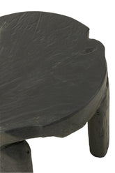 Tafel Rond Teak Hout Zwart Set van 2 - Bijzettafel - J-Line - livinglovely.nl